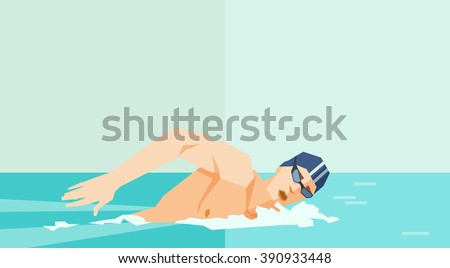 swimmer. vector illustration with swimming man. swimming style Crawl