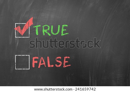 True or false on blackboard with the first option checked