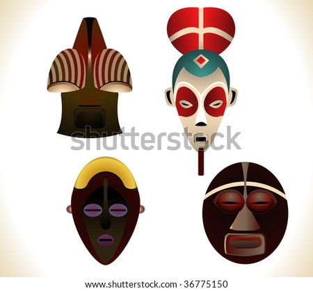 african masks for children. Set of four african masks.