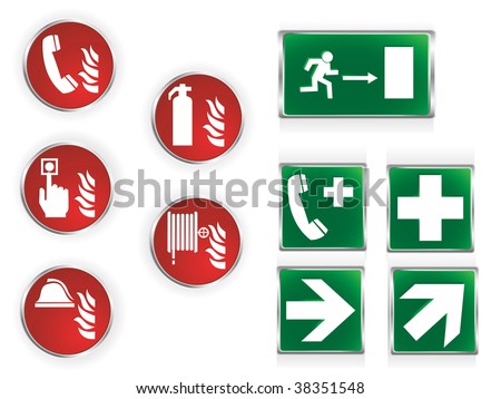 stock photo : Set of ten commonly used emergency symbols.