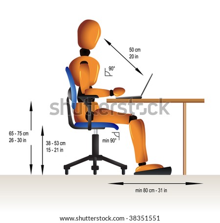 stock photo : Instruction on how to sit correctly when working in order to 