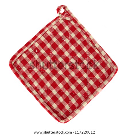 red checked padded oven mitt