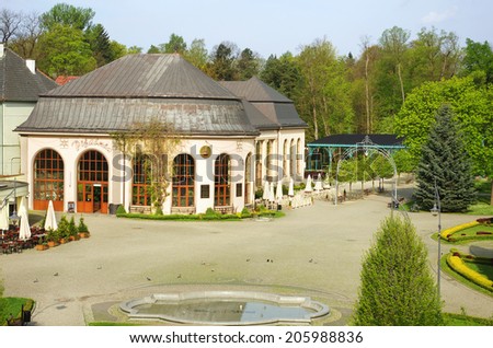 The pump-room and the park gate in Kudowa Zdroj, lower silesia, Poland