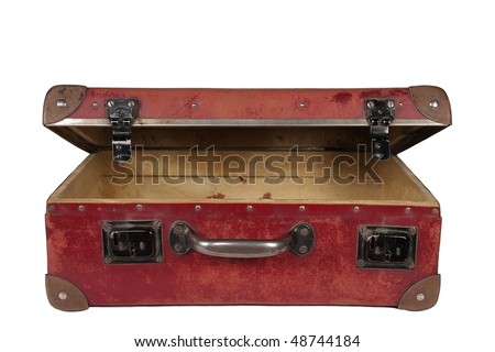 brown leather suitcase. rown leather suitcase