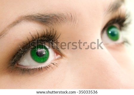 Beautiful female green eyes, very close,