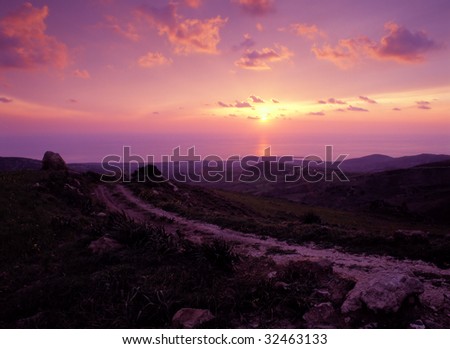 View over Lara, Cyprus, in the sunset