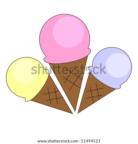 Drawing of three ice cream