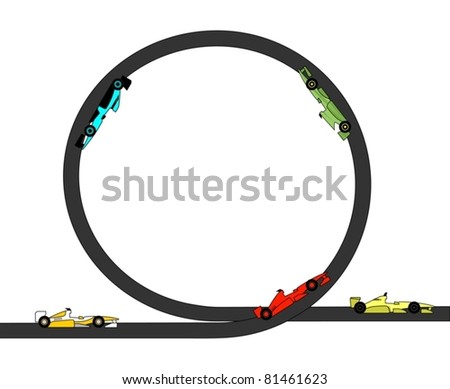 stock vector Drawings of race cars through a looping