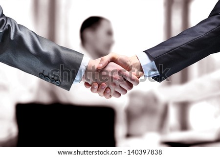 The businessman. Hand for a handshake. The conclusion of the transaction.