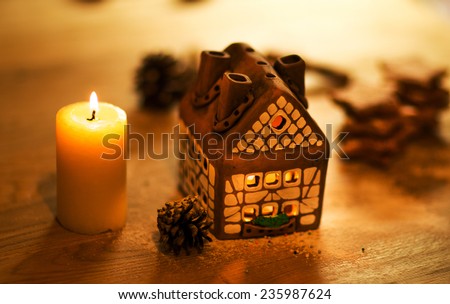 fairy Christmas house cake with candle light inside and nice background lights