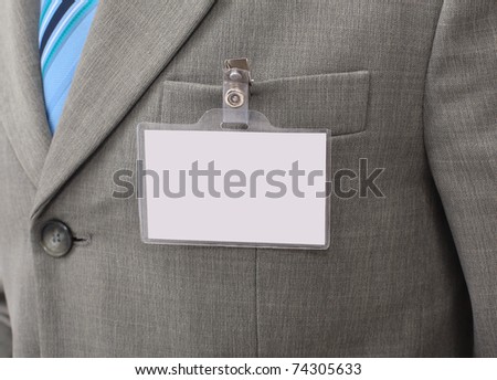 White Blank Badge  on mens torso