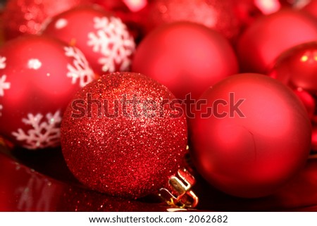 Bright red christmas ball decorations