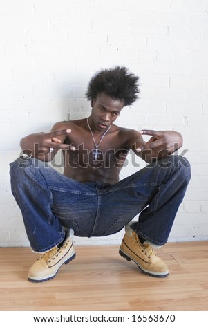 A young african american man chills out