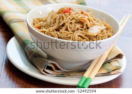Single serving of Teriyaki Sesame Noodles cooked in traditional Asian style