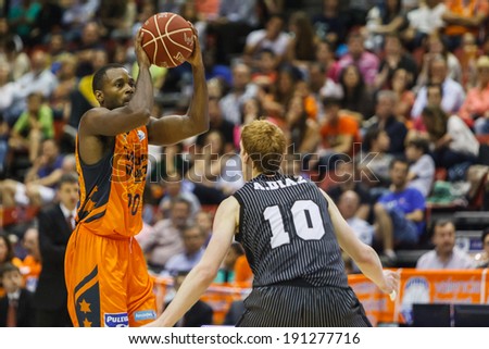 VALENCIA - MAY, 3: Lafayette with ball during a Spanish league match between Valencia Basket Club and Bilbao at the Fonteta Stadium on May 3, 2014 in Valencia, Spain