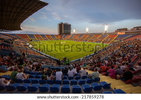 Valencia, Spain, September 8, 2014: UEFA EURO 2016 Group C European Qualifiers game between Spain and FYR Macedonia at Estadio Ciutat de Valencia on September 8, 2014 in Valencia, Spain