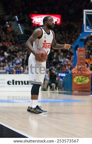 VALENCIA, SPAIN - FEBRUARY 15: Rivers during Spanish League match between Valencia Basket Club and Real Madrid at Fonteta Stadium on February 15, 2015 in Valencia, Spain