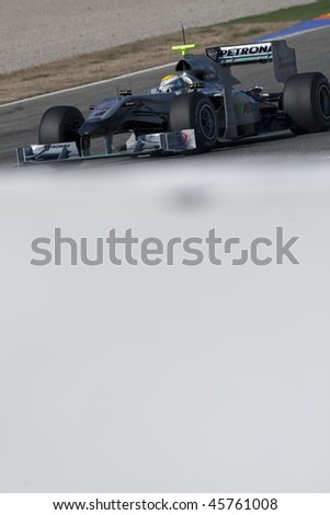 VALENCIA, SPAIN - FEBRUARY 1: F1 Test - Nico Rosberg on February 1, 2010 in Cheste, Valencia, Spain