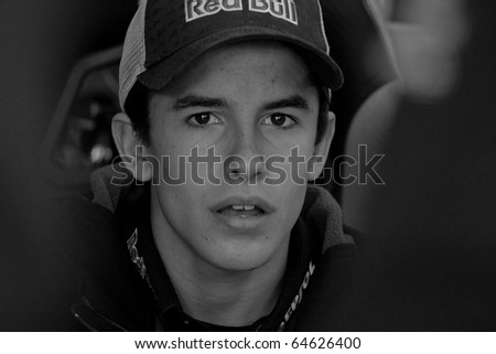 VALENCIA, SPAIN - NOVEMBER 5: Marc Marquez in motogp Grand Prix of the Comunitat Valenciana, Ricardo Tormo Circuit of Cheste, Spain on november 5, 2010