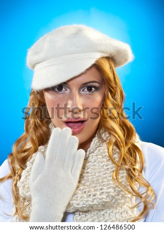 attractive woman in winter clothes