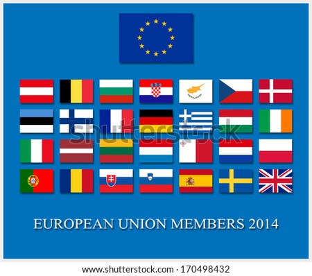 european union member countries flag set