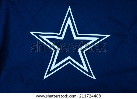 ZAGREB , CROATIA - AUGUST 19 , 2014 :  NFL Dallas Cowboys club logo printed on textile equipment ,product shot