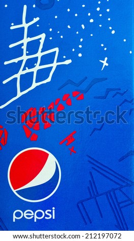 ZAGREB , CROATIA - AUGUST 21 , 2014 :  Pepsi cola drink logo printed on box  ,product shot
