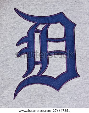 ZAGREB , CROATIA - May 7th , 2015 : Detroit Tigers MLB baseball club logo printed on the shirt   ,product shot