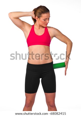 young woman exercise with pilates equipment