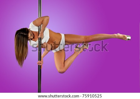 pole dancer making flag stretching figure