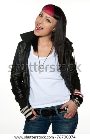 stock photo teen girl with attitude pulling out tongue