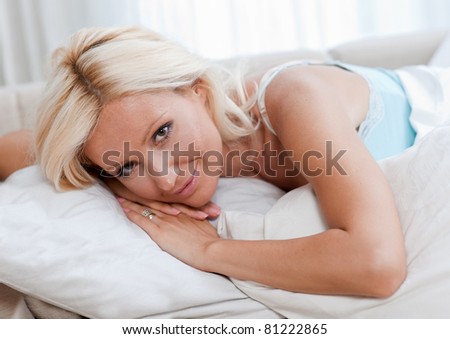 stock photo attractive sexy mature woman in her bed