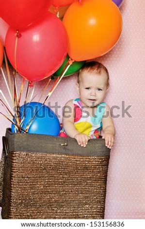 funny birthday girl with balloons