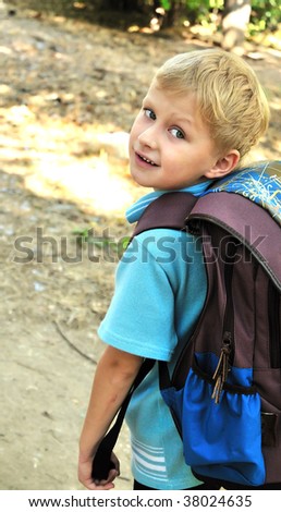first-form schoolboy  going to home after school
