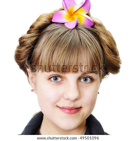 funny hairstyle. girl with funny hairstyle
