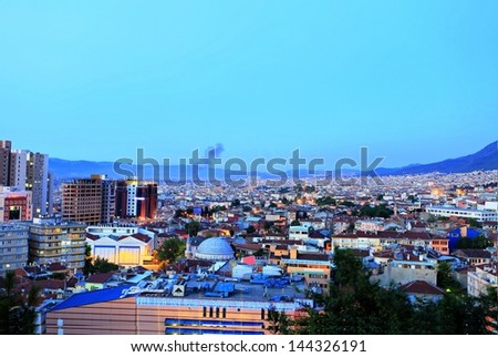 BURSA, TURKEY - JUNE 4 : General view of Bursa City on June 4, 2013 in Bursa, Turkey. Bursa is 4th biggest city in Turkey and it was the capital of the Ottoman State between 1326 and 1365.