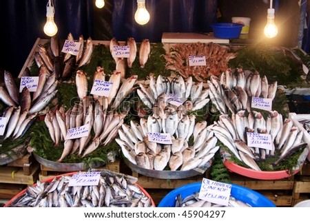 fresh fish at a fish market
