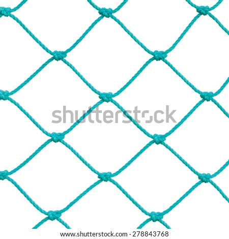 Soccer Football Goal Post Set Net Rope Detail, New Green Goalnet Netting Ropes Knots Pattern, Macro Closeup, Isolated Large Detailed Blank Empty Copy Space Background