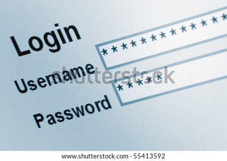 Website Login Screen Macro Capture Pale Blue,\\
computer web safety,\\
password username