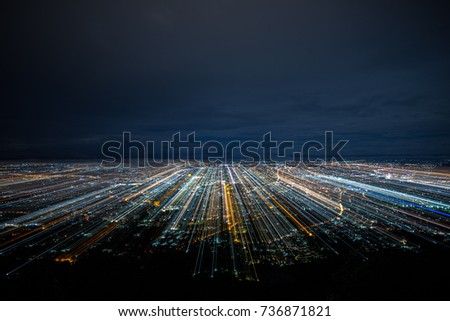night shot from view point. Concept for digital town