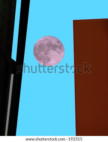 Full Moon between houseboat and AC unit.