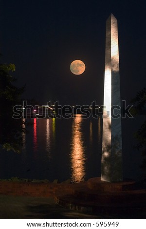 Full moon rising at Tide Lock Park, Alexandria, Va.