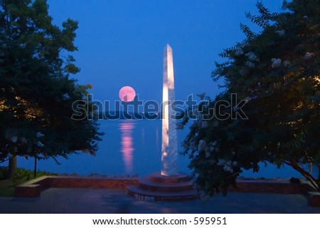 Full moon rising at Tide Lock Park in Alexandria, Virginia