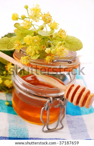 healthy linden honey in jar