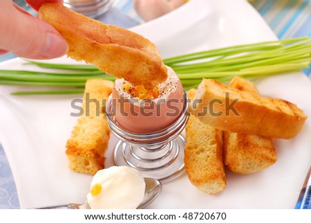 breakfast with soft-boiled egg and toast soldiers