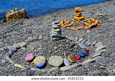 Piles of painted stones