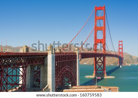 Golden Gate Bridge in San Francisco in a sunny summer day