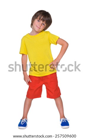 A portrait of a cute little boy in the yellow shirt