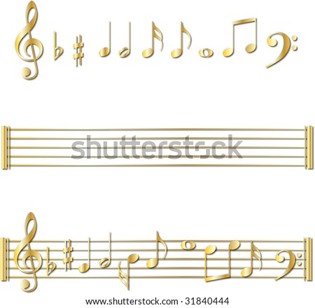 Gold Music Notes