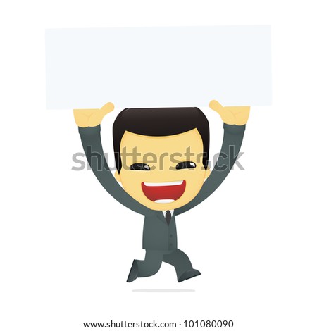 Funny Cartoon Asian Businessman In Various Poses For Use In Advertising